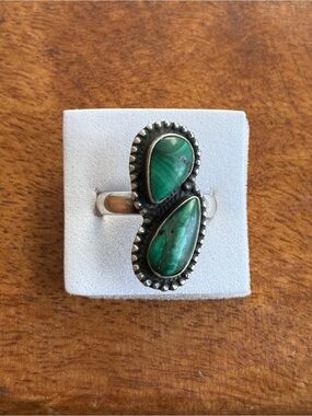 Sterling Silver Malachite Ring - Sz 9